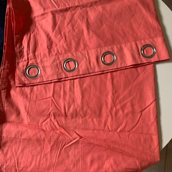 Boutique NWOT Salmon Color 100% Cotton Curtain Panels (2) each with 8 Grommets - Picture 1 of 3